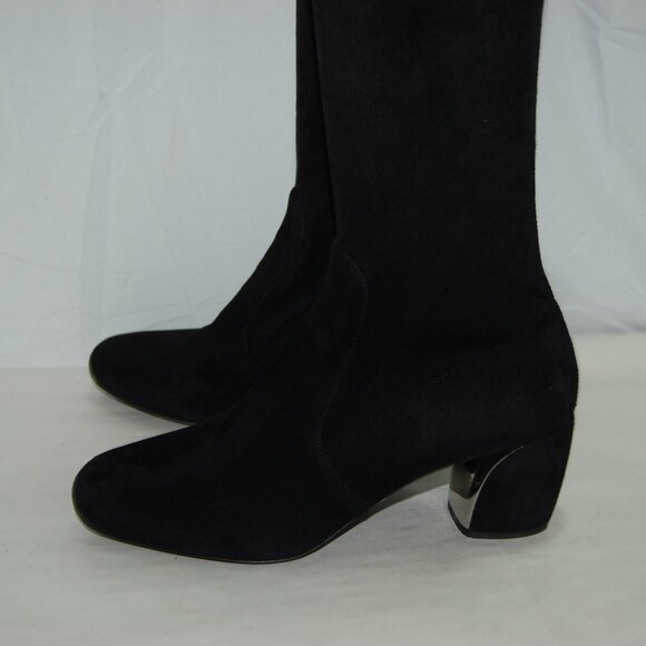 39/US9❤️ PRADA Stretch Suede Leather Over Knee High Heels Tall Boots ITALY OTK - Picture 2 of 15